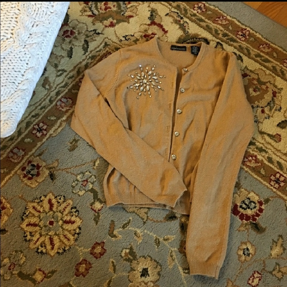 🤎Cute Tan & Rhinestone Cardigan
